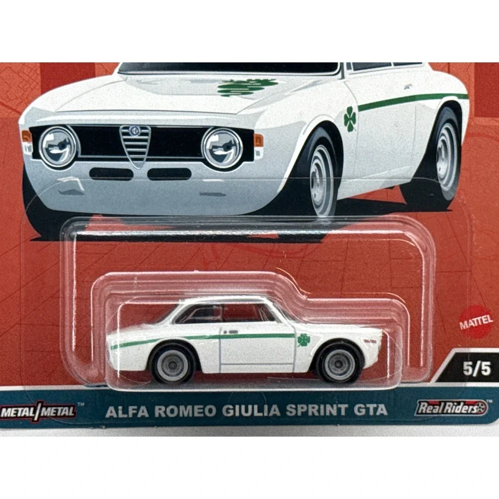 Mattel Alfa Romeo Giulia Sprint GTA Premium Diecast Car White Metal Real Riders